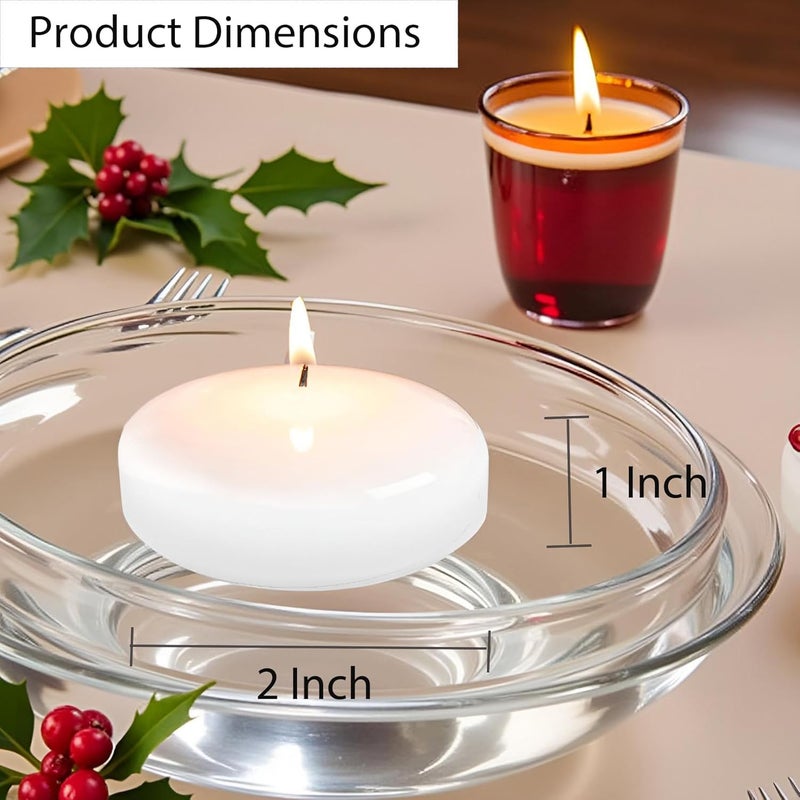 OSHINE 12 Pack Floating Candles: White 2 Inch Round Unscented Floating Candles for Wedding Centerpieces, Parties, Vase Fillers and Bath Tub - Image 2